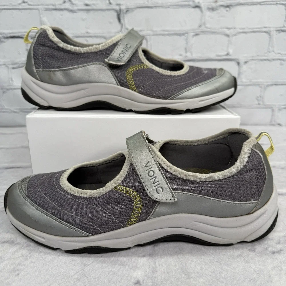 Vionic Sunset Slip On Mary Jane Shoes Womens 8.5 Gray Silver 334 Sunset‎ 9032